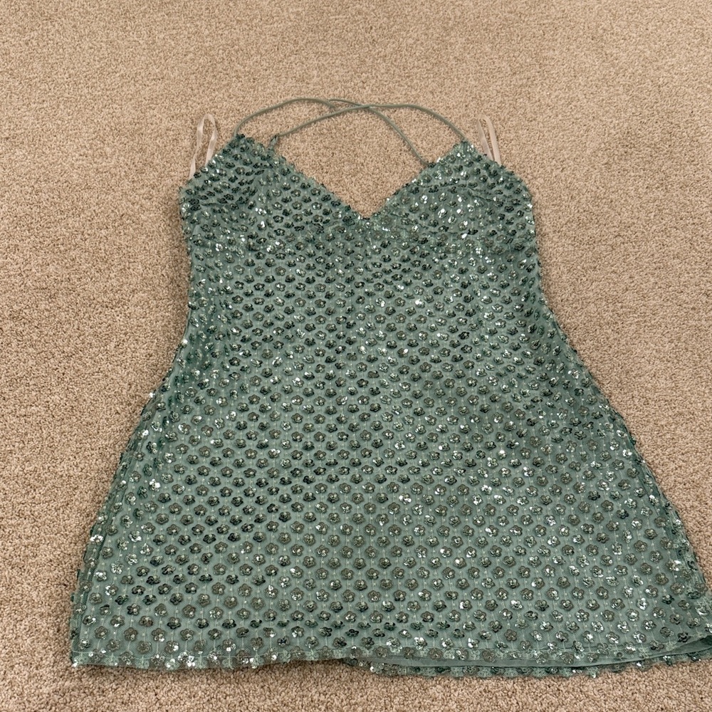Superdown Sparkling Green Mini Dress
